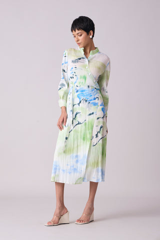 Iris Wrap Dress - Blue & Green