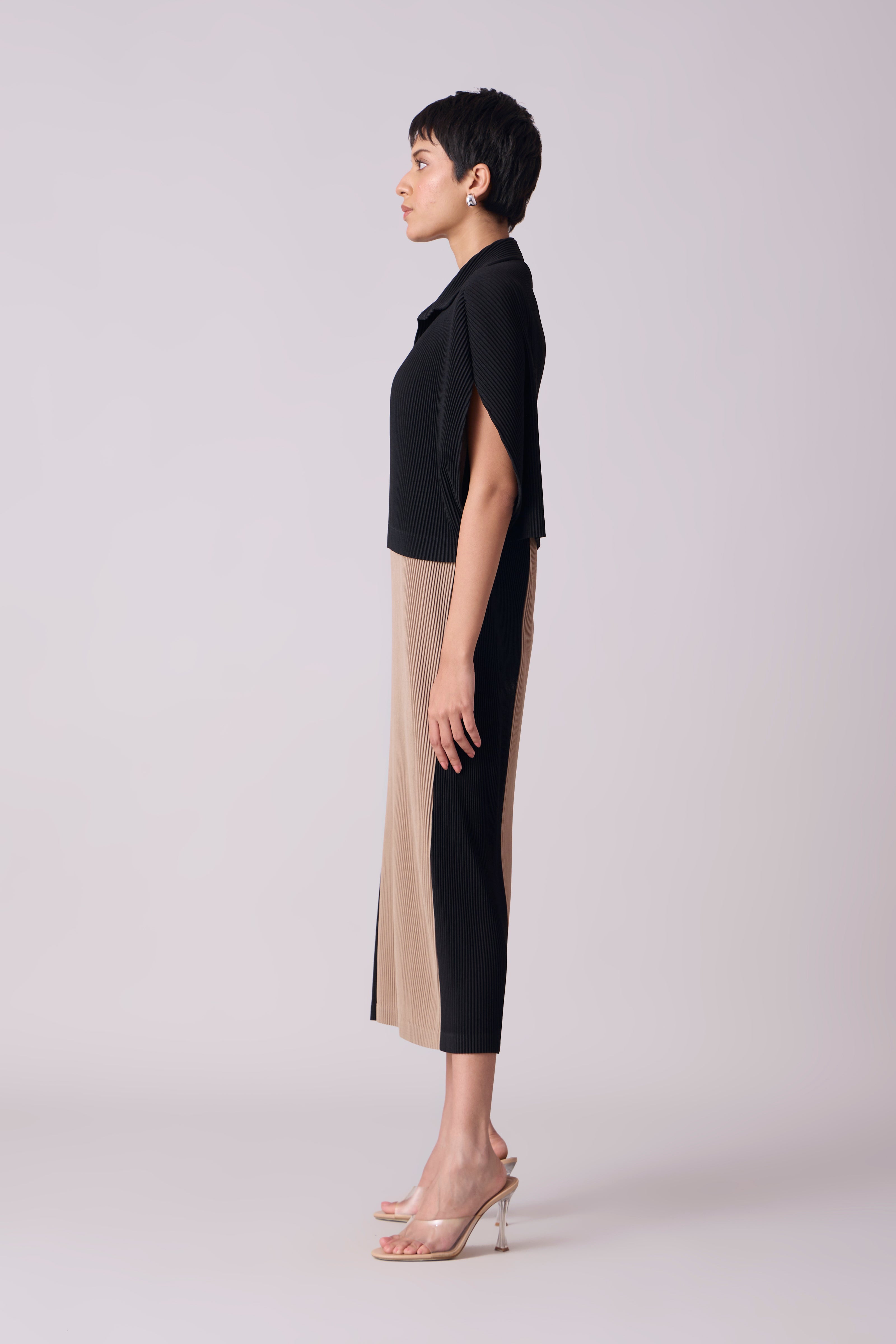 Josie Dual Colour Dress - Black & Beige