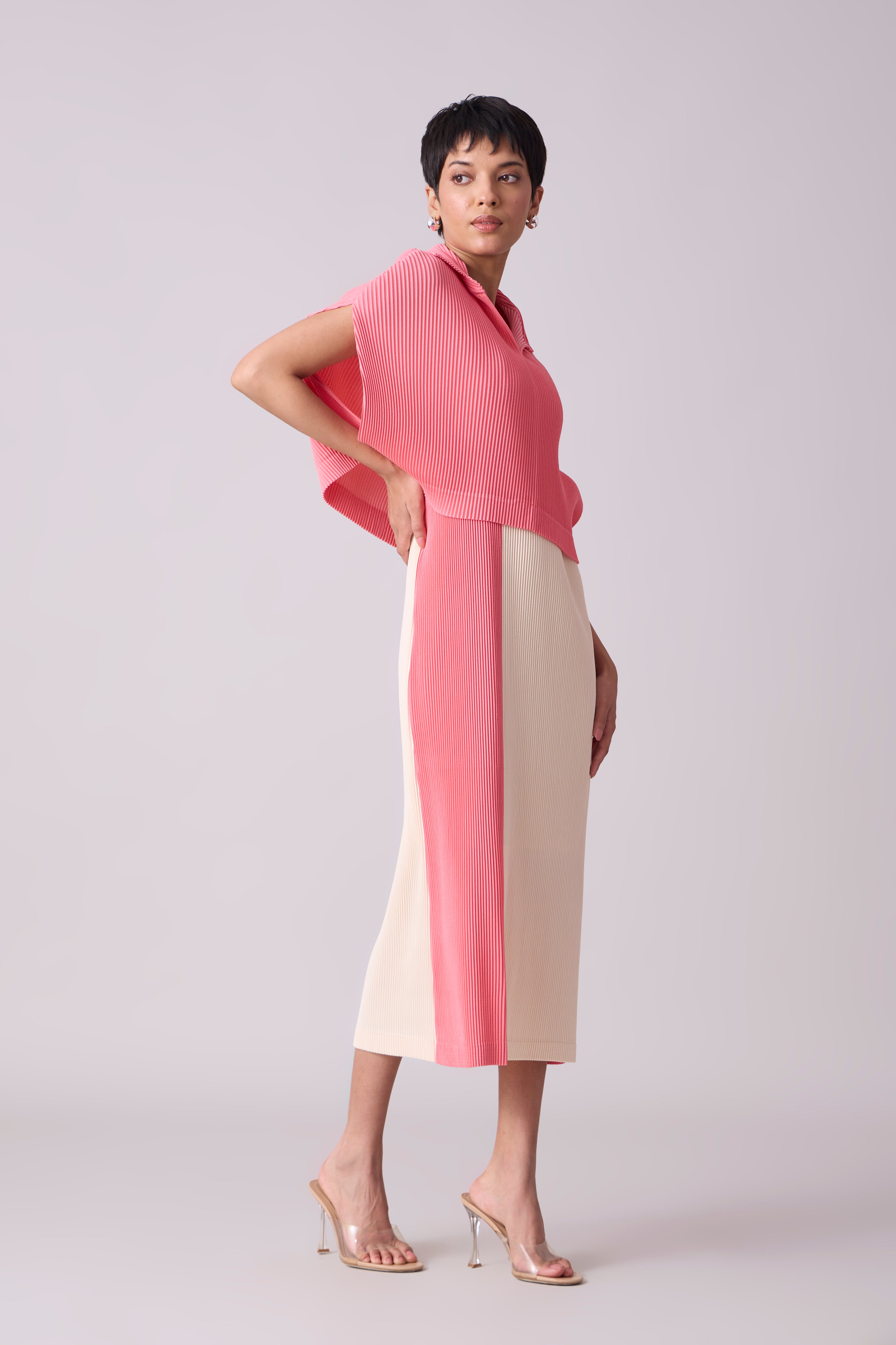 Josie Dual Colour Dress - Pink & Ivory