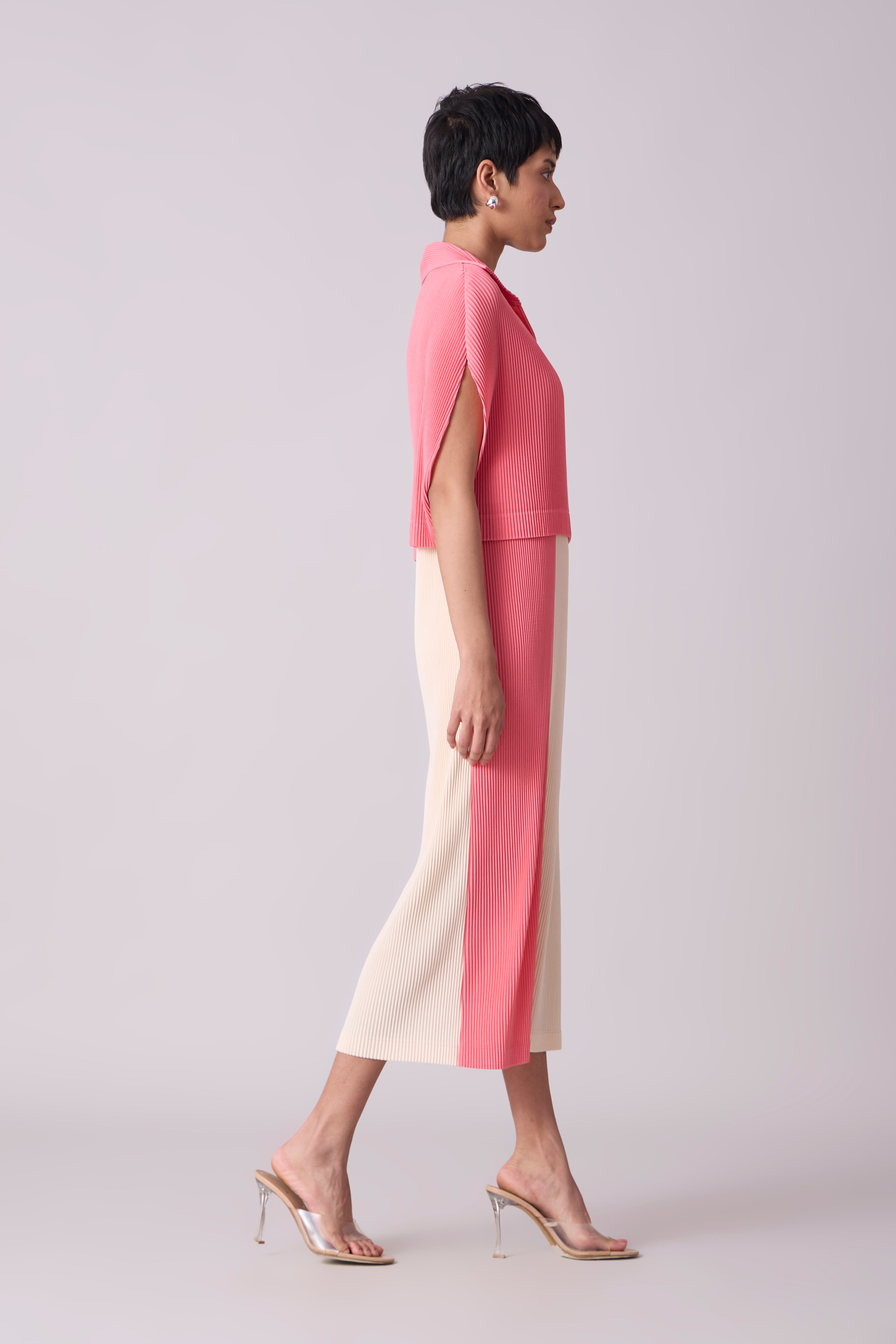 Josie Dual Colour Dress - Pink & Ivory