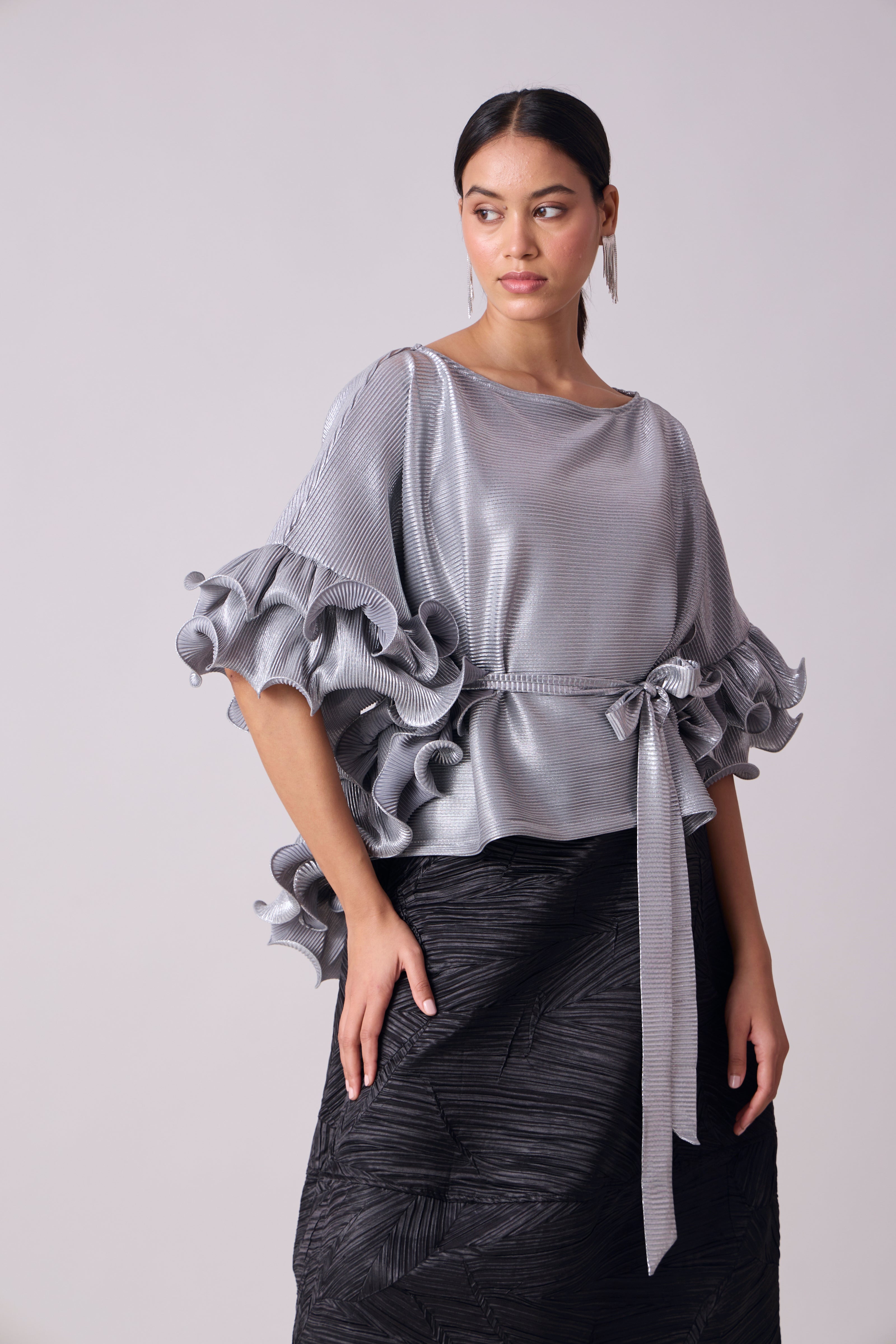 Ray Top - Micropleated Silver