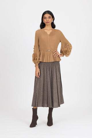 Emery Ruffle Top - Mocha