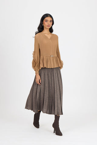 Emery Ruffle Top - Mocha