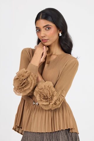 Emery Ruffle Top - Mocha