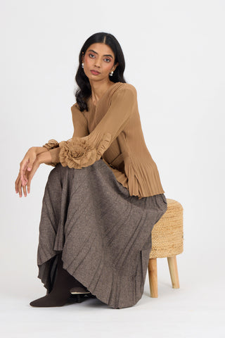 Emery Ruffle Top - Mocha