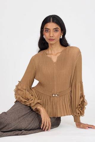 Emery Ruffle Top - Mocha