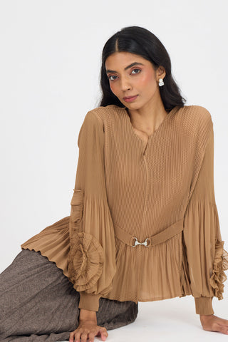 Emery Ruffle Top - Mocha