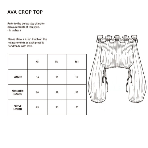 Ava Organza Crop Top - Black