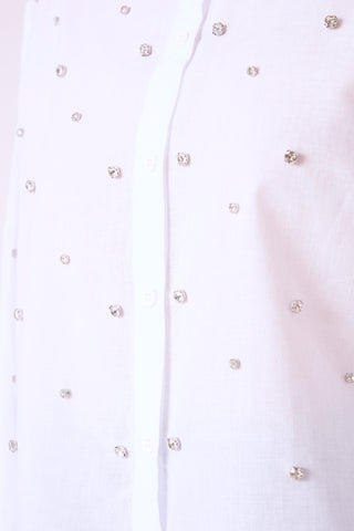 Classic Crop Studded Shirt - White