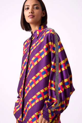 Fernanda Set - Purple Chevron Satin