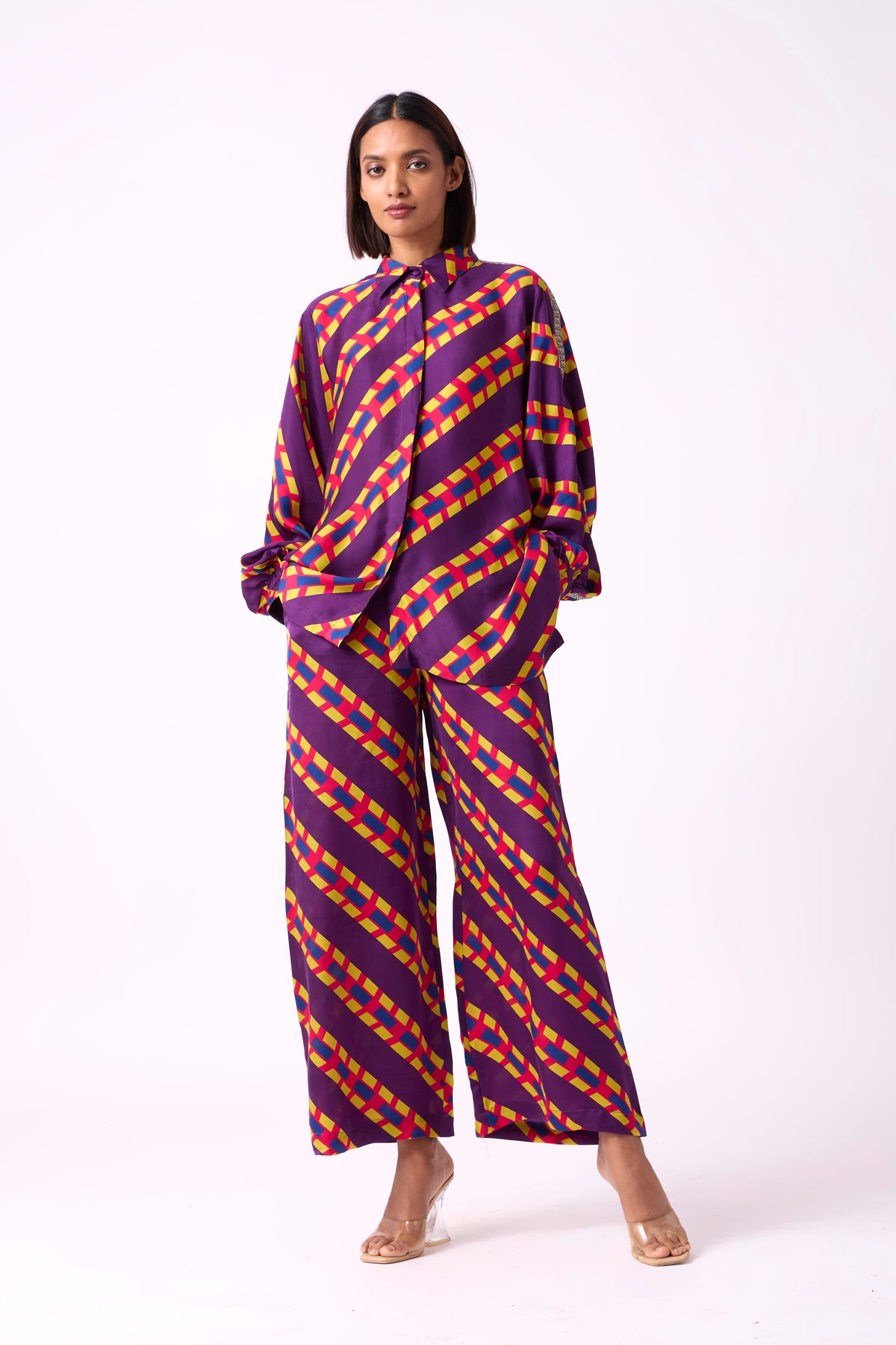 Fernanda Set - Purple Chevron Satin