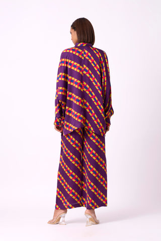Fernanda Set - Purple Chevron Satin