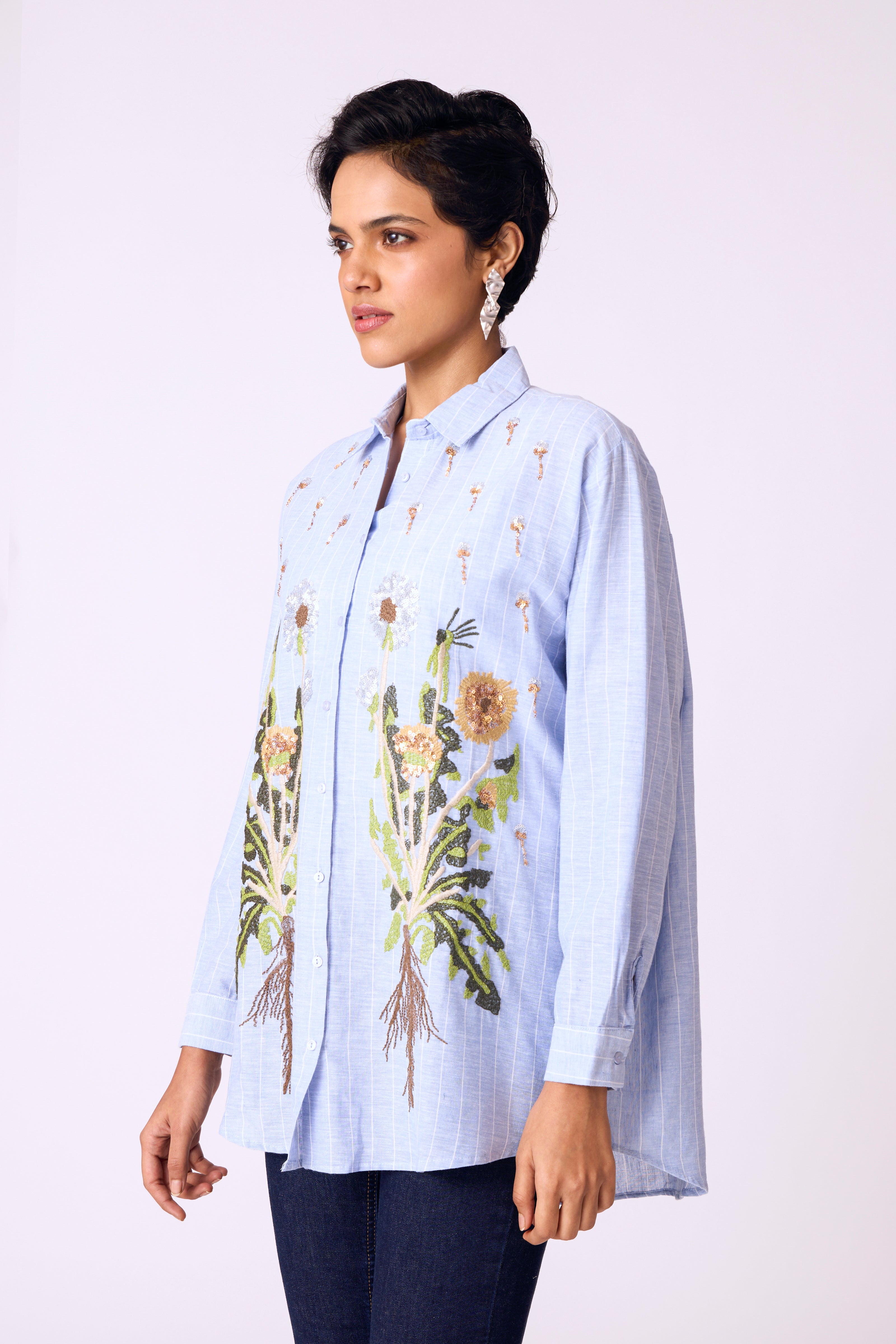 Iman Embroidered Shirt - Blue