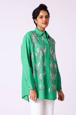 Oliana Embroidered Shirt - Green