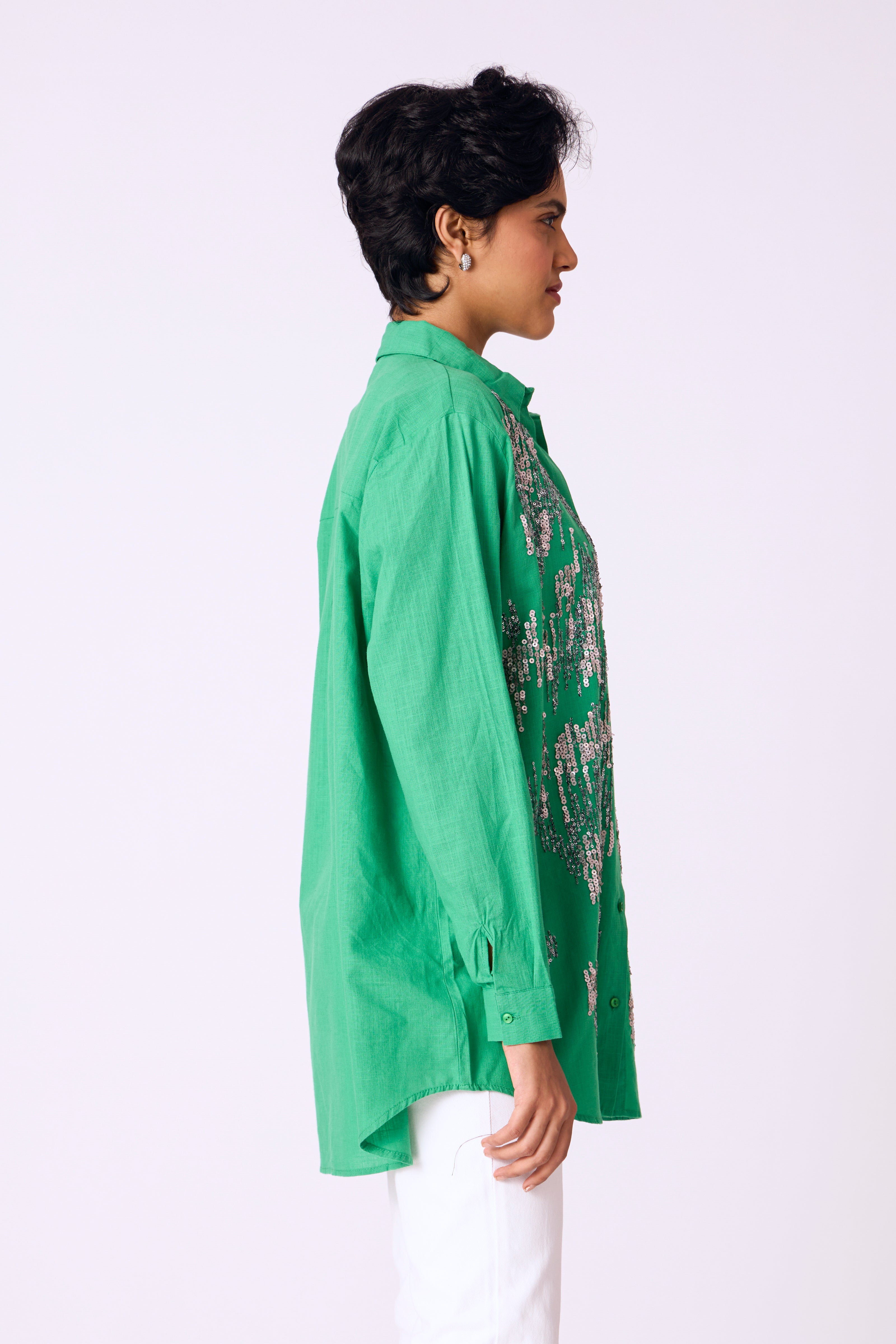 Oliana Embroidered Shirt - Green