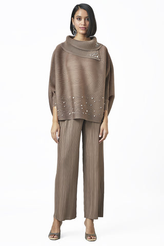 Sloane Pearled Batwing Top - Taupe