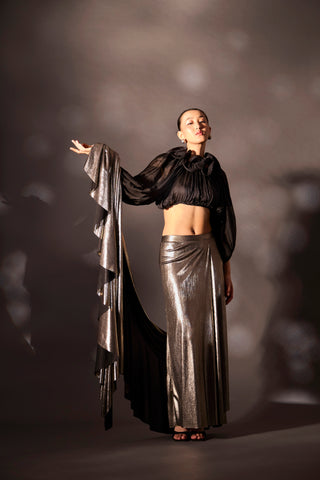 Lila Drape Saree - Dark Silver