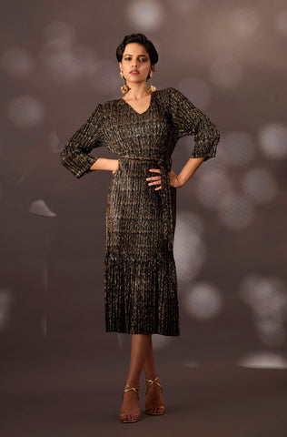 Tessa Metallic Dress - Black Gold