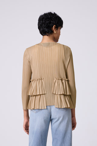 Tia Ruffle Top - Light Taupe