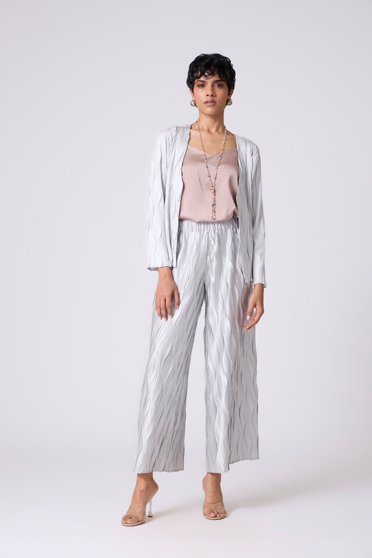 Valerie Satin Overlay Set - Platinum Grey