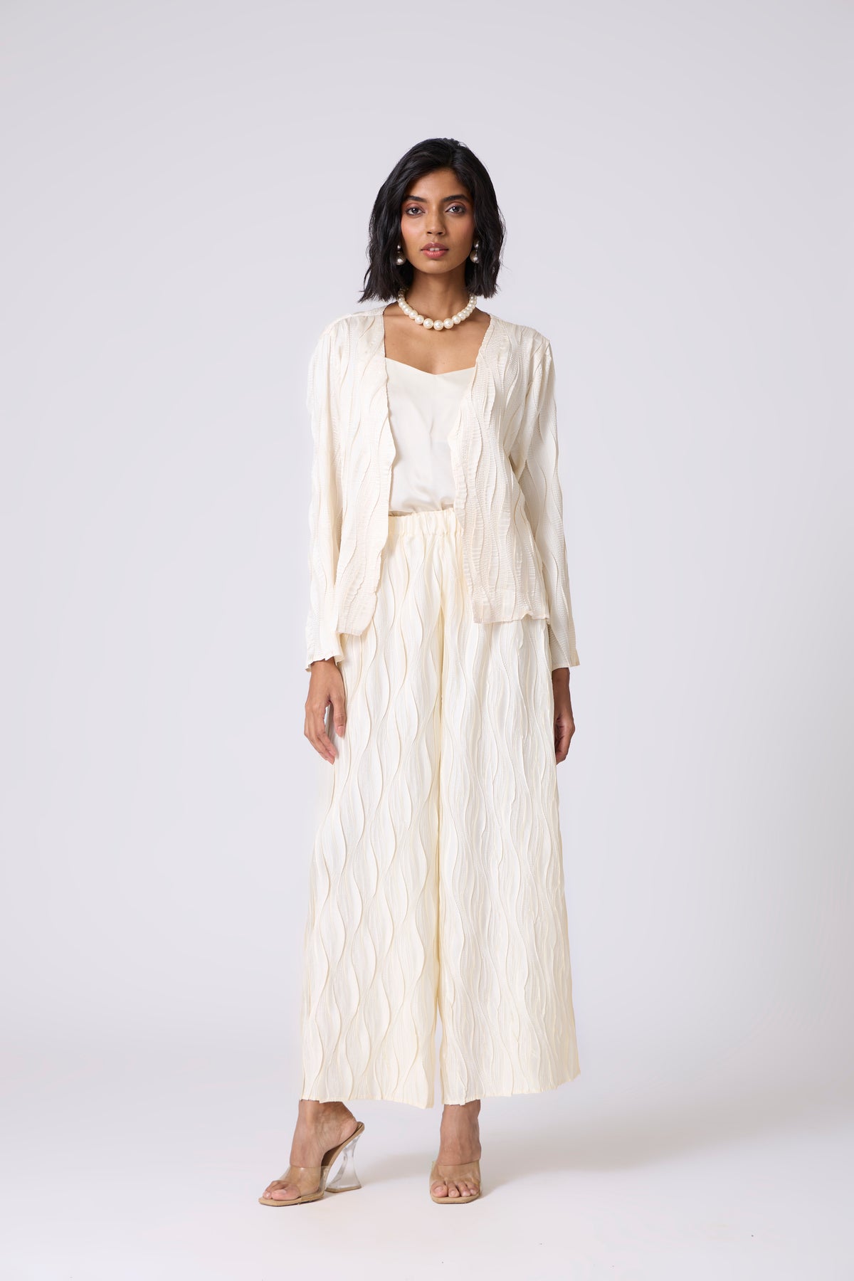 Valerie Satin Overlay Set - Cream