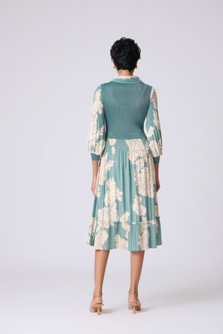 Thea Printed Dress - Dusty Teal