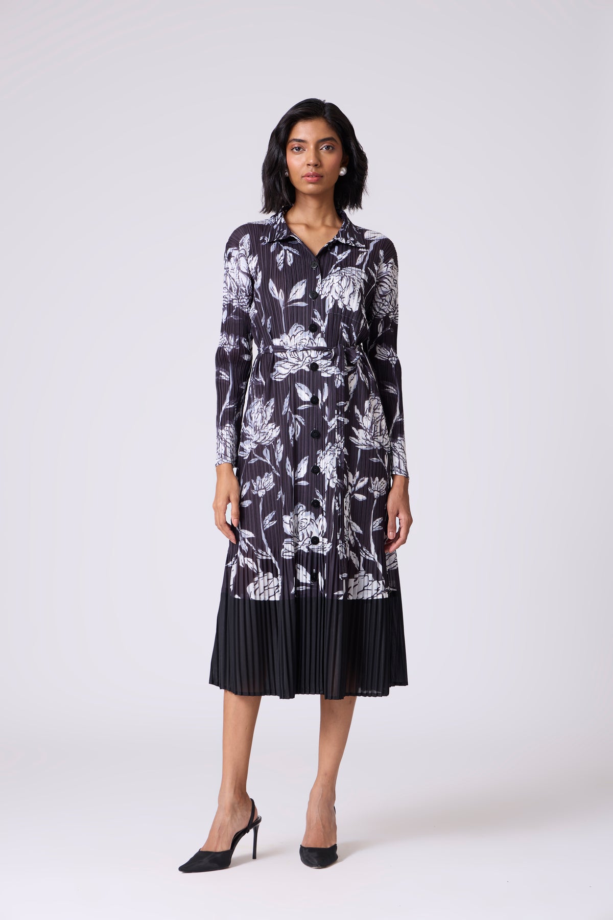 Wynona Floral Shirt Dress - Black