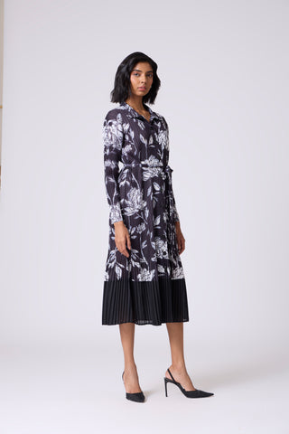 Wynona Floral Shirt Dress - Black