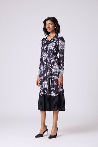 Wynona Floral Shirt Dress - Black