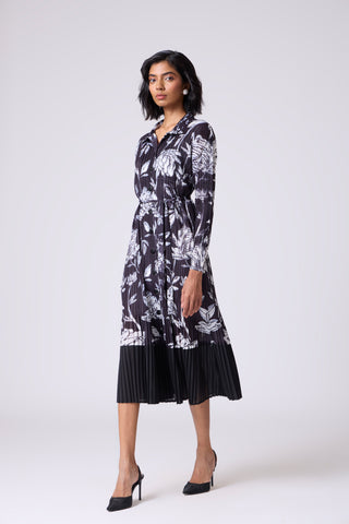 Wynona Floral Shirt Dress - Black