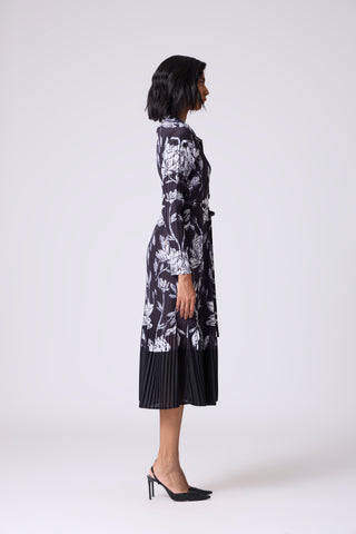 Wynona Floral Shirt Dress - Black