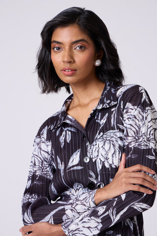 Wynona Floral Shirt Dress - Black