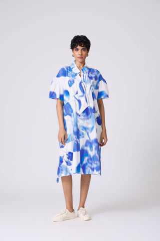 Langley Print Dress - Blue Haze