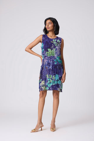 Isla Fringe Dress - Purple Tropical