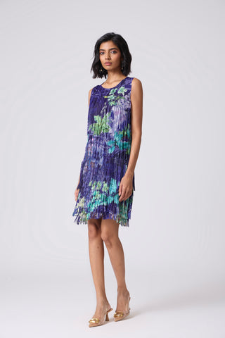 Isla Fringe Dress - Purple Tropical