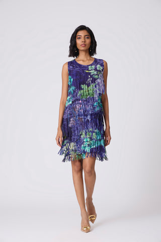 Isla Fringe Dress - Purple Tropical