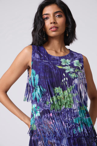 Isla Fringe Dress - Purple Tropical