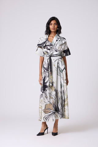 Ayleen Print Dress - Olive & Black