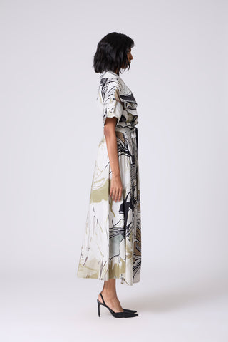 Ayleen Print Dress - Olive & Black