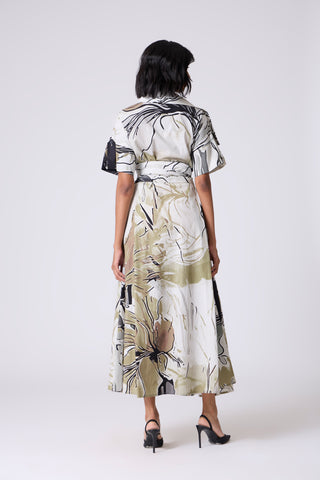 Ayleen Print Dress - Olive & Black