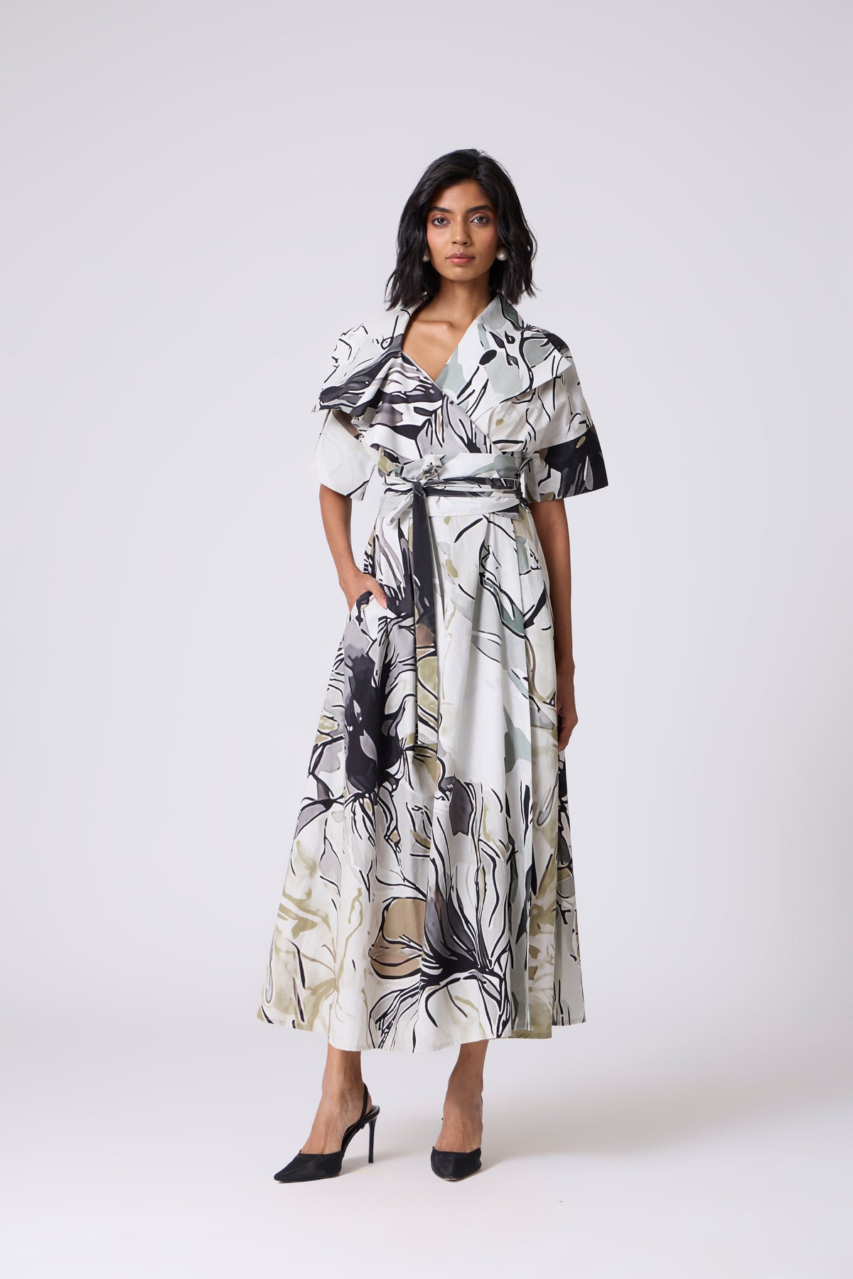 Ayleen Print Dress - Olive & Black