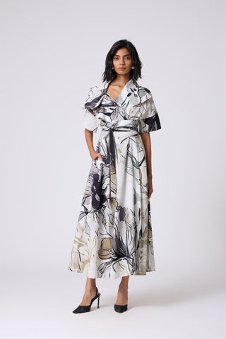 Ayleen Print Dress - Olive & Black