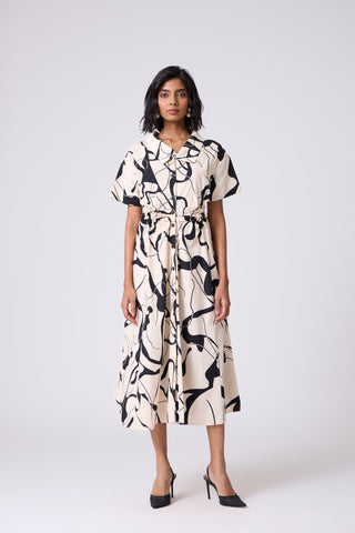 Maxine Print Dress - Cream & Black
