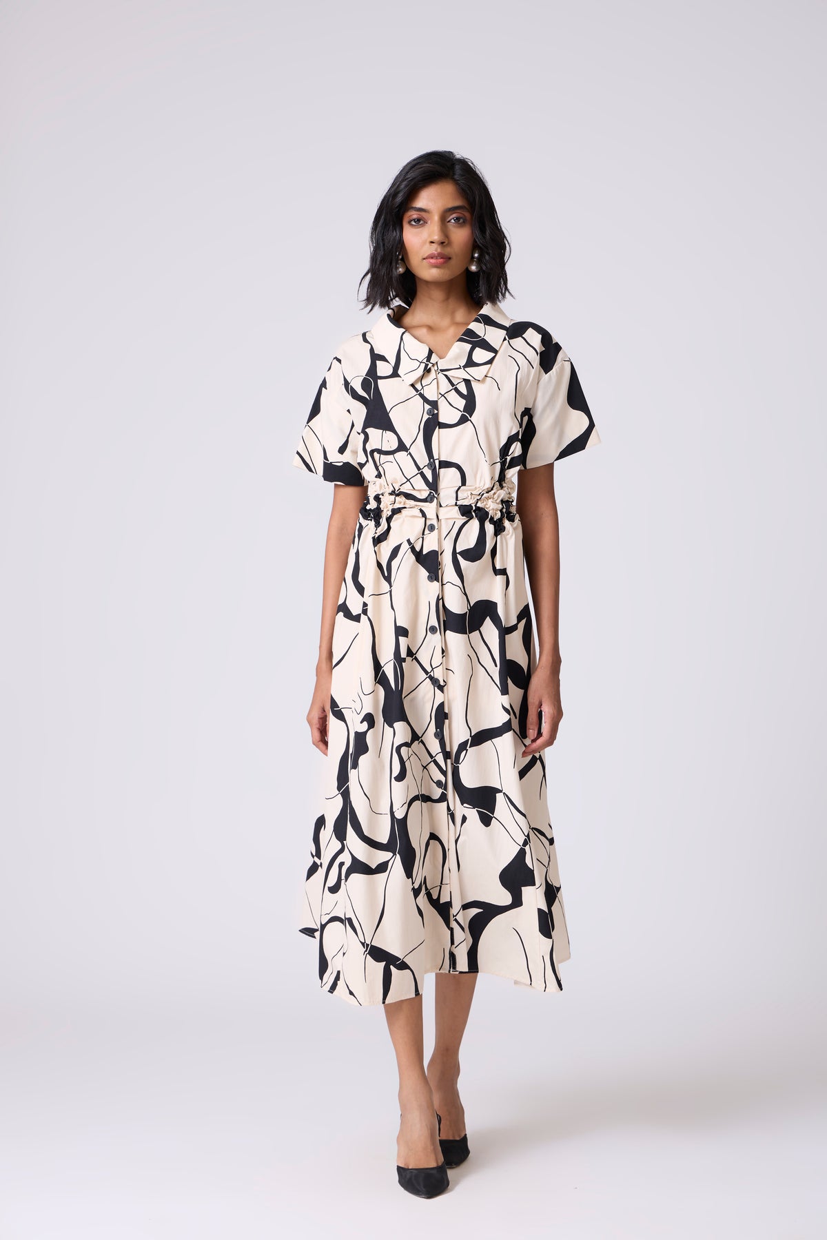Maxine Print Dress - Cream & Black