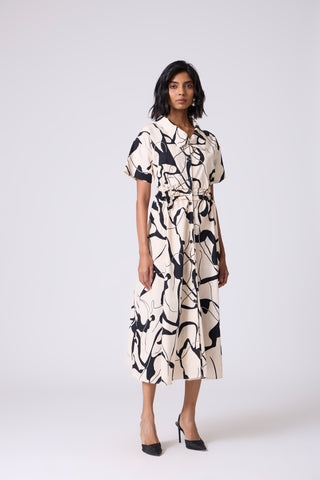 Maxine Print Dress - Cream & Black