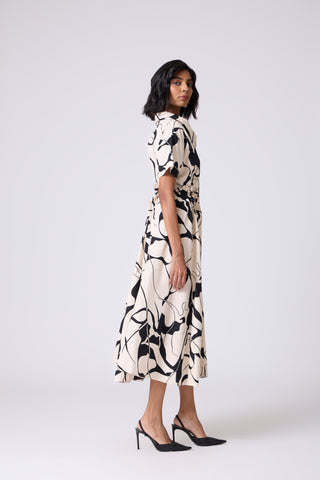 Maxine Print Dress - Cream & Black