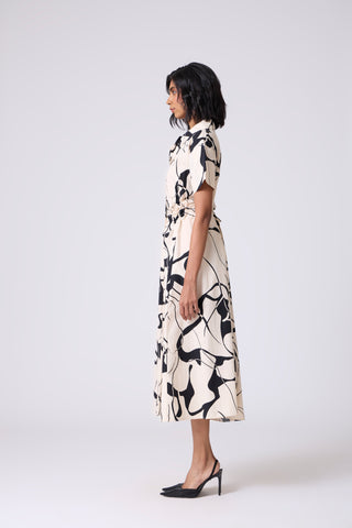 Maxine Print Dress - Cream & Black