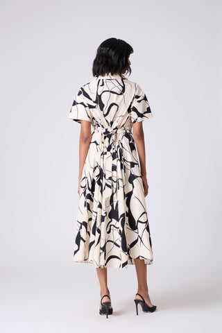 Maxine Print Dress - Cream & Black