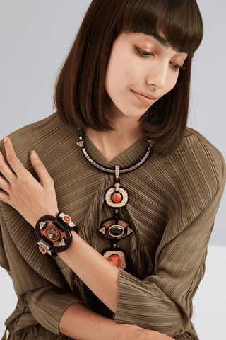 Lapis Long Collier - Black Ivory Orange