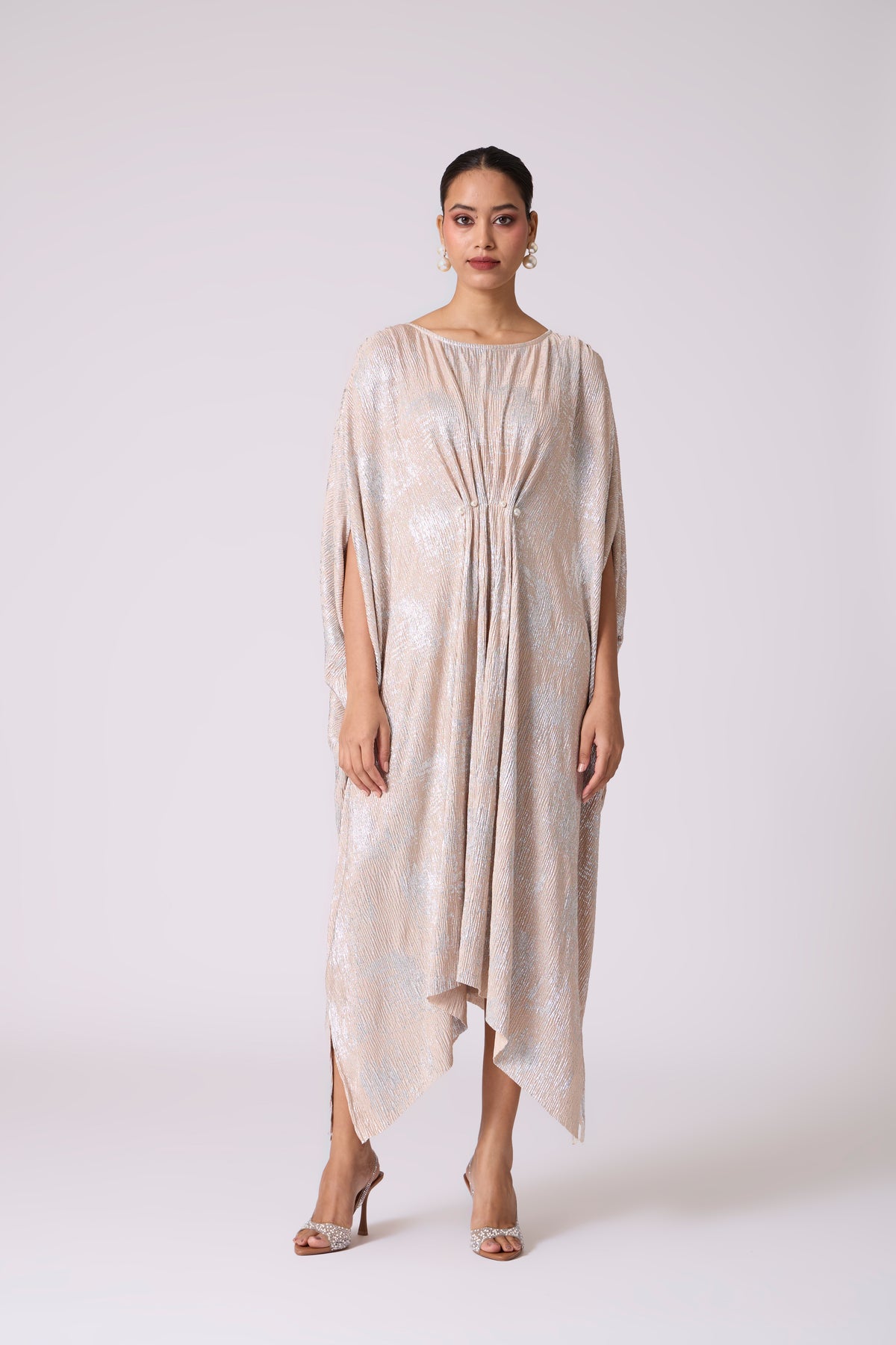 Valenza Dress - Beige & Silver